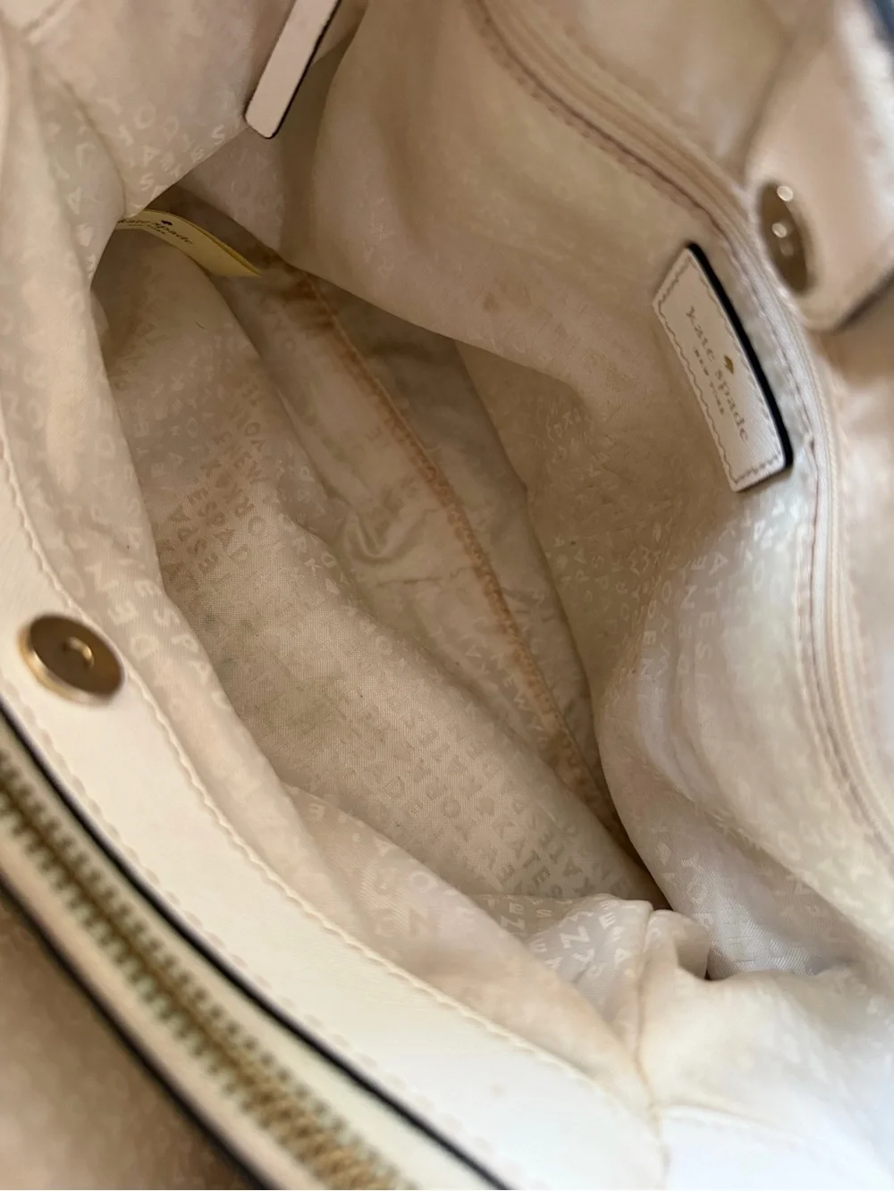 kate spade Two-Tone White and Beige Satchel with Black Handles